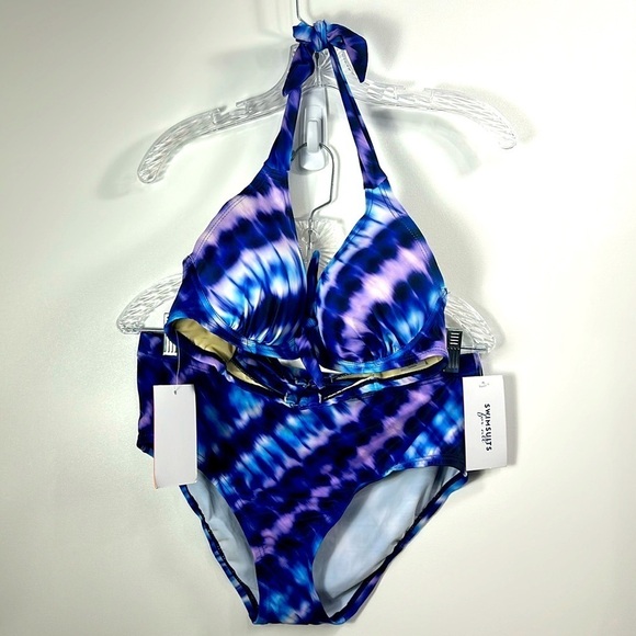 Swimsuits for all blue and purple tie-dye bikini two piece set size 8/10. NWT. - Picture 1 of 15